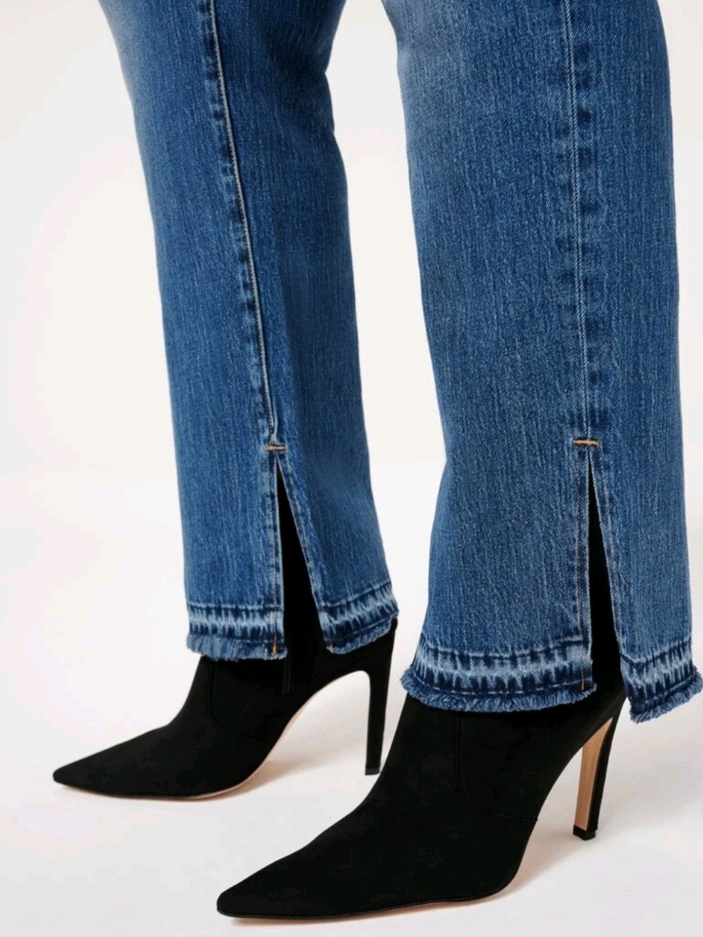 New Good American Good Boy Double Slit Ankle Jeans Size 8 - Picture 3 of 17